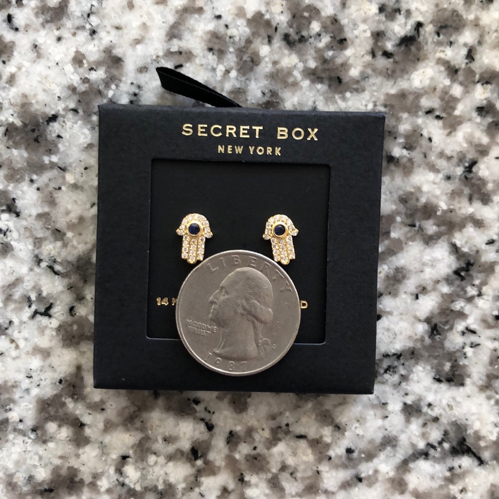 14K Gold Dipped Hamsa Stud Earrings - Picture 3 of 3